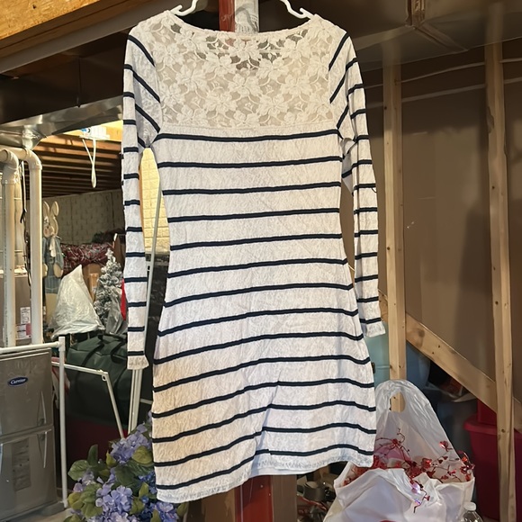 abercrombie large long sleeve dress navy striped - Picture 2 of 2